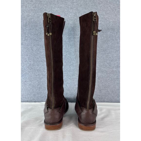 Olukai Women's sz 6 Holo Lio Chocolate Brown Suede Full Zip Riding Boot Harness - Picture 4 of 10